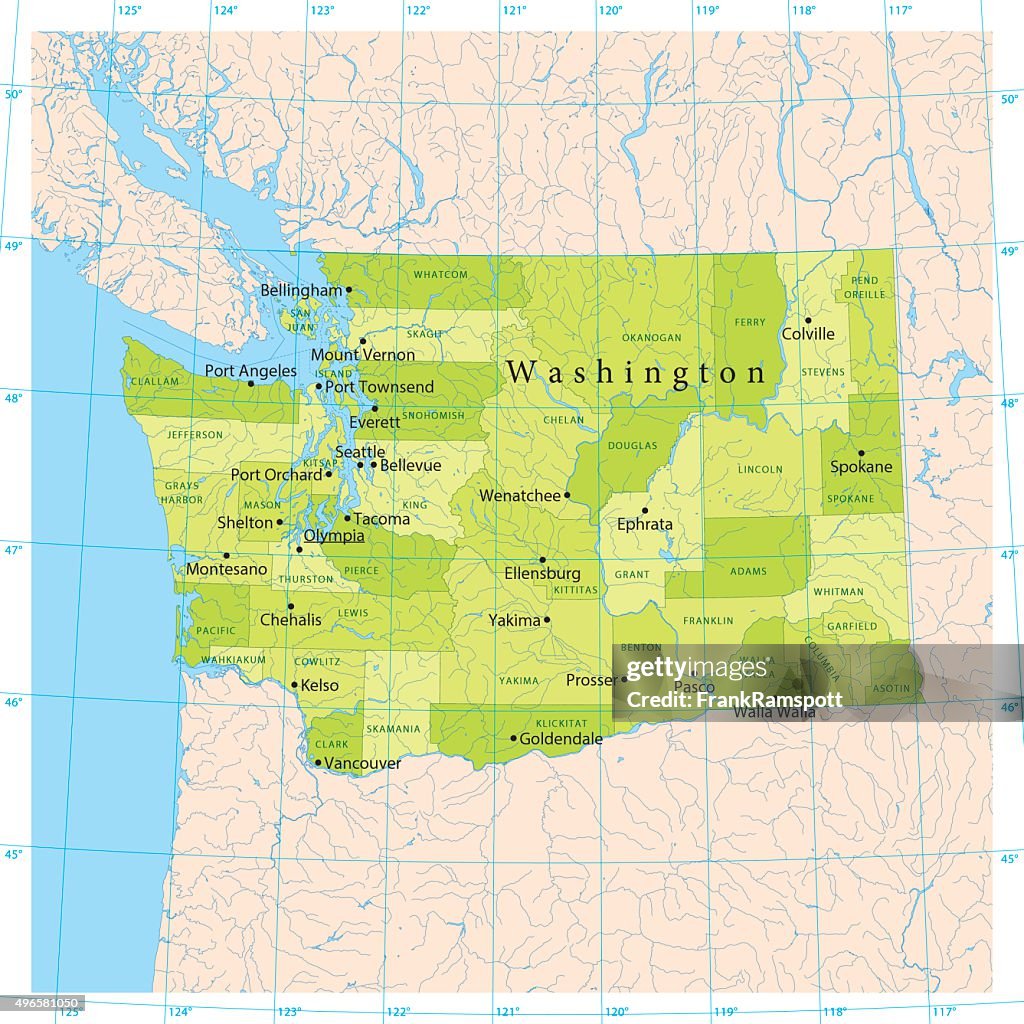 Compass Map Wa Laminated Map Large Detailed Administrative Map Of Washington State