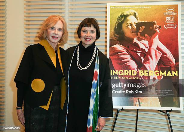 Pia Lindstrom and Isabella Rossellini attend the New York Premiere of "Ingrid Bergman: In Her Own Words" at Scandinavia House on November 10, 2015 in...