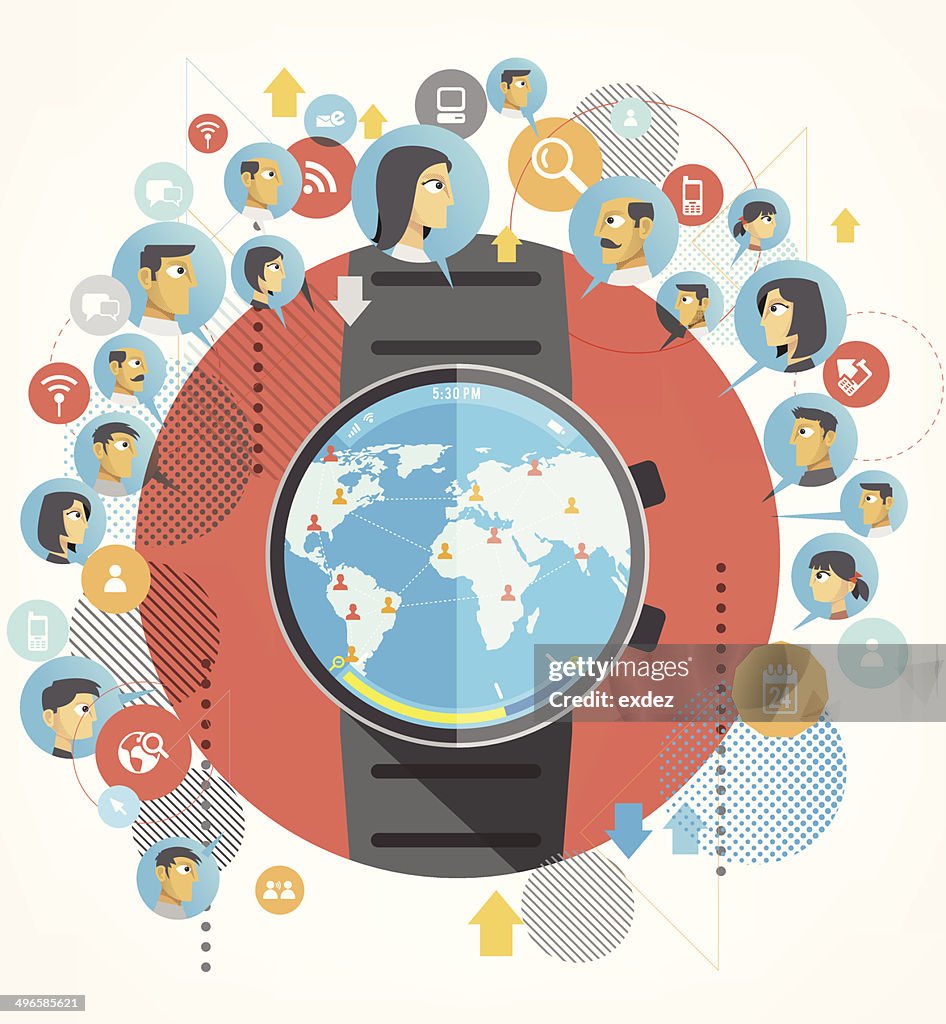 Social networking by smart watch