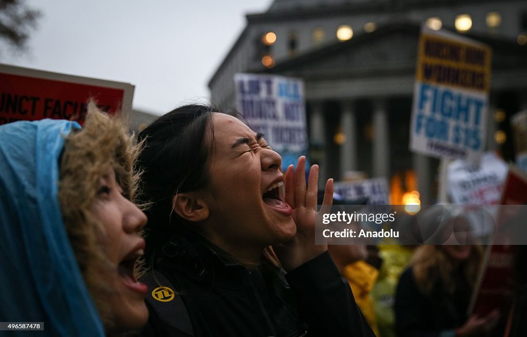 Rally for higher wages in New York