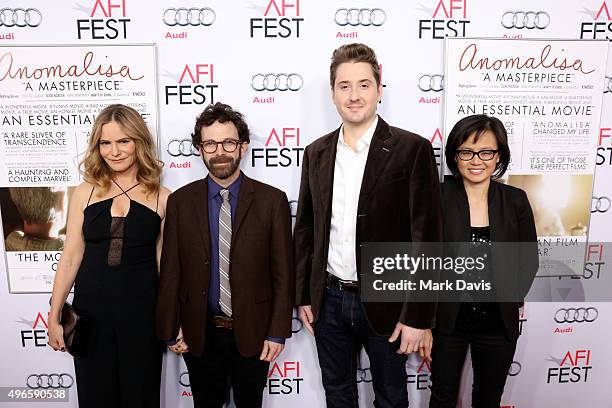 Actress Jennifer Jason Leigh, writer/director/producer Charlie Kaufman, director/producer Duke Johnson and producer Rosa Tran attend the screening...