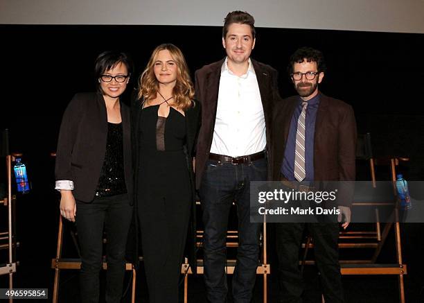 Producer Rosa Tran, actress Jennifer Jason Leigh, director/producer Duke Johnson and writer/director/producer Charlie Kaufman attend the screening...