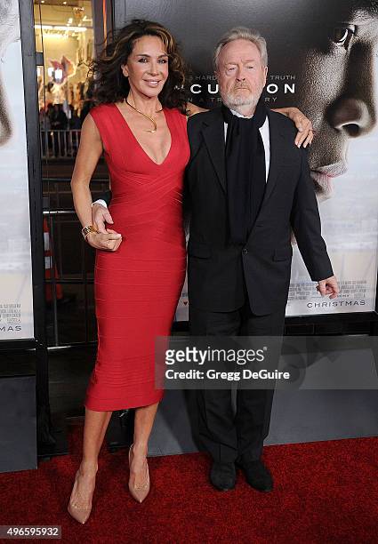 Director Ridley Scott and Giannina Facio arrive at the AFI FEST 2015 Presented By Audi Centerpiece Gala Premiere of Columbia Pictures' "Concussion"...