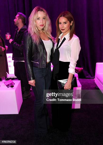 Actresses Skyler Shaye and Ashley Tisdale attend T-Mobile Un-carrier X Launch Celebration at The Shrine Auditorium on November 10, 2015 in Los...