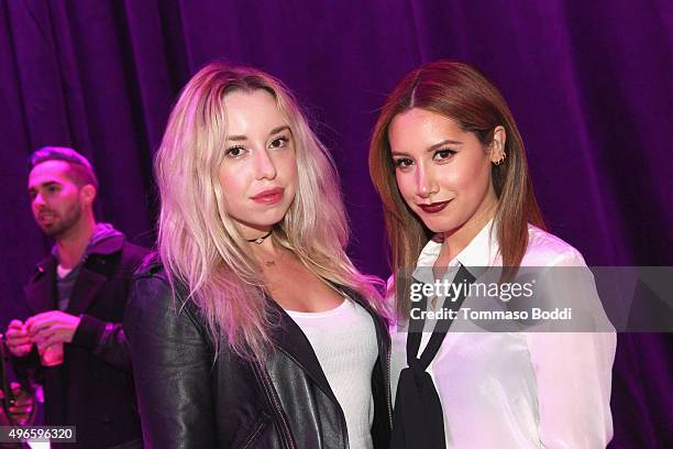 Actresses Skyler Shaye and Ashley Tisdale attend T-Mobile Un-carrier X Launch Celebration at The Shrine Auditorium on November 10, 2015 in Los...