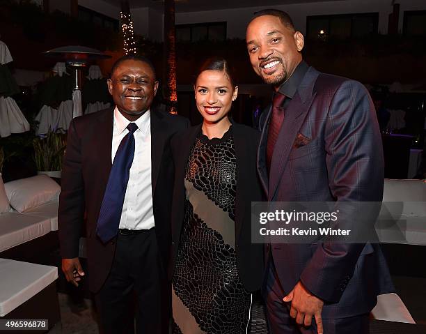 Bennet Omalu, Gugu Mbatha-RawActress, and actor Will Smith attend the after party for the Centerpiece Gala Premiere of Columbia Pictures'...