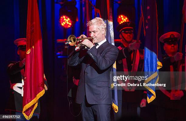 Chris Botti performs at the 9th Annual Stand Up For Heroes Event presented by the New York Comedy Festival and the Bob Woodruff Foundation at Madison...