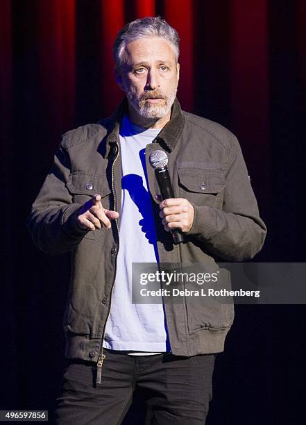 Comedian Jon Stewart at the 9th Annual Stand Up For Heroes Event presented by the New York Comedy Festival and the Bob Woodruff Foundation at Madison...