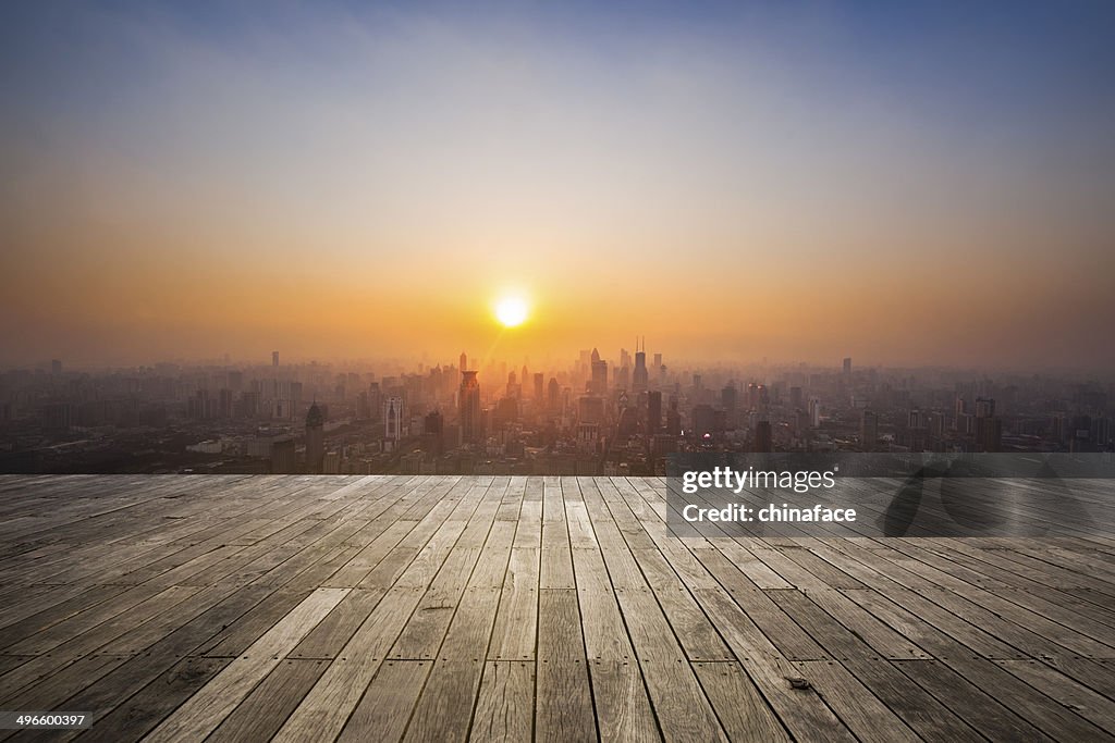 Sunset of shanghai china