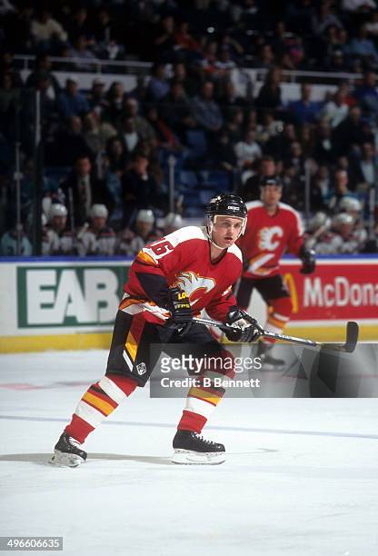 Robert Reichel of the Calgary Flames skates on the ice during an NHL game against the New York Islanders on December 3, 1996 at the Nassau Coliseum...