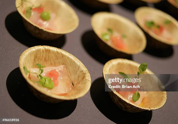 General view of Australian Hiramasa during 2015 New York Taste Presented by Citi hosted by New York Magazine at The Waterfront Building on November...