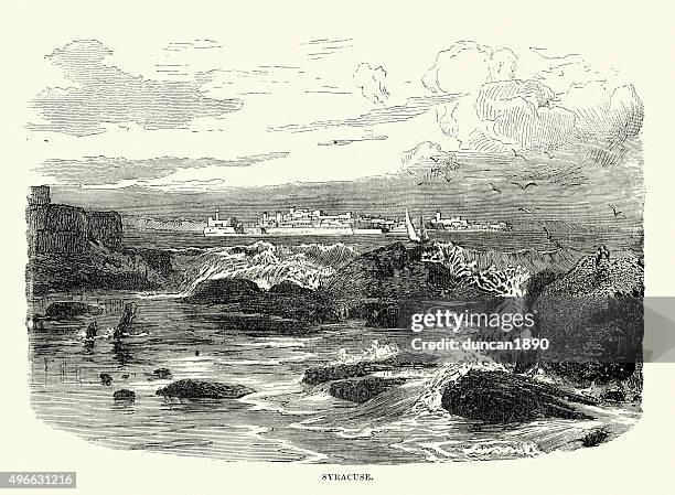 ancient syracuse, sicily - siracusa stock illustrations