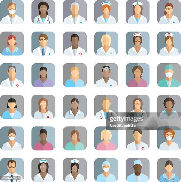 medical staff - people icons - surgeon stock illustrations