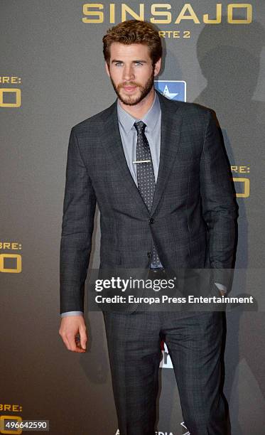 Liam Hemsworth attends 'The Hunger Games: Mockingjay Part 2' premiere at Kinepolis cinema on November 10, 2015 in Madrid, Spain.