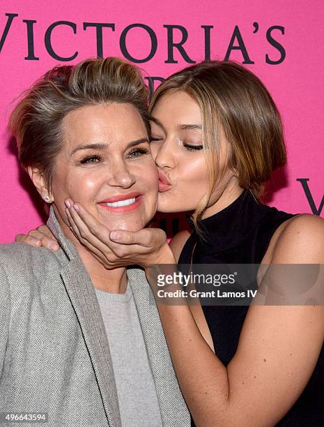 Yolanda Foster and Gigi Hadid attend the 2015 Victoria's Secret Fashion After Party at TAO Downtown on November 10, 2015 in New York City.