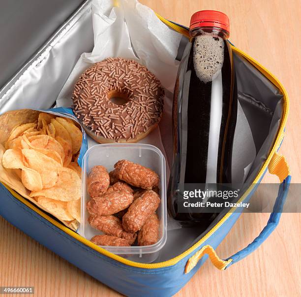 unhealthy lunch box - unhealthy living bildbanksfoton och bilder
