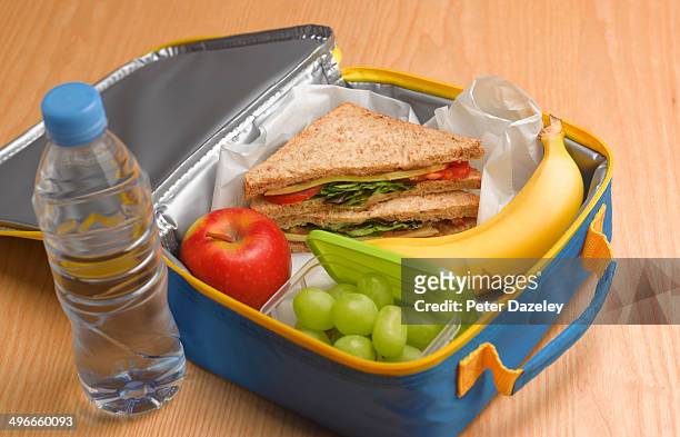healthy 5-a-day lunch box - meal box stock pictures, royalty-free photos & images