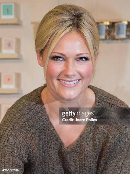 Helene Fischer attends the presentation of the new miniature replica of the Olympiastadion Berlin at Miniatur Wunderland Hamburg on November 11, 2015...
