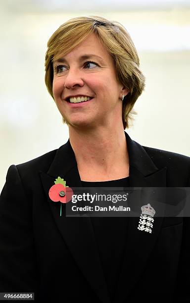 Clare Connor, Director of England Women's Cricket looks on during the ECB announcement at Lord's Cricket Ground on November 11, 2015 in London,...