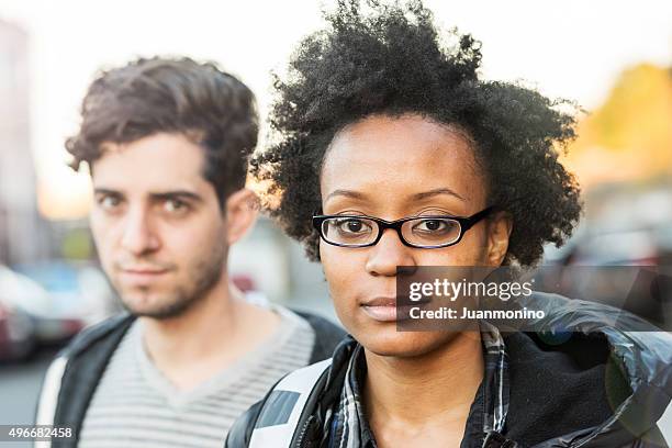 diverse young couple - williamsburg new york city stockfoto's en -beelden