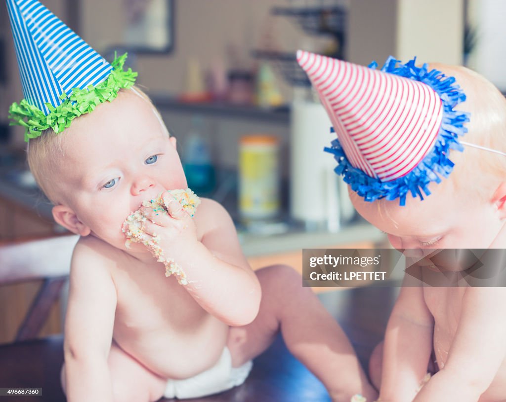 Identical Twins First Birthday Cake