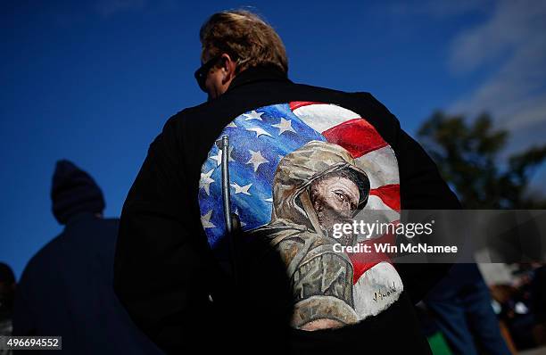 Veterans attend a Veterans Day ceremony at the National World War II Memorial November 11, 2015 in Washington, DC. Originally established as...