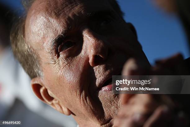 World War II veteran and former Sen. Bob Dole attends a Veterans Day ceremony at the National World War II Memorial November 11, 2015 in Washington,...