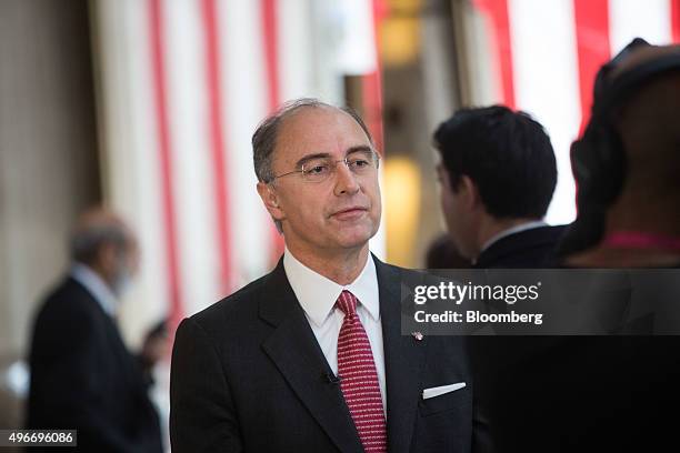 Xavier Rolet, chief executive officer of London Stock Exchange Group Plc, speaks during a Bloomberg Television interview on the sidelines of the Bank...