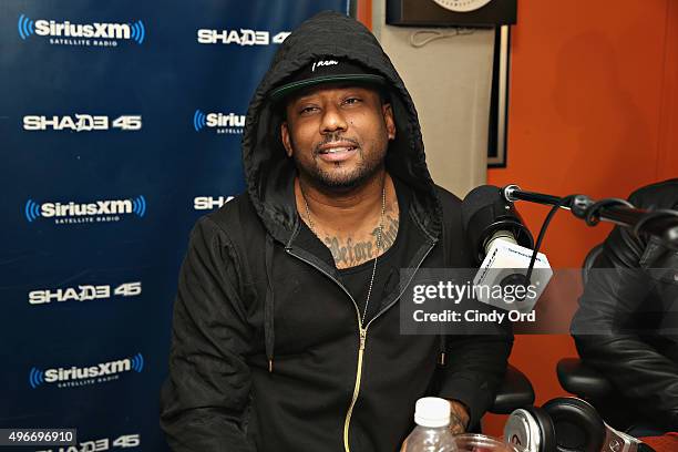 Rapper Maino guest hosts 'Sway in the Morning' on Eminem's Shade 45 at SiriusXM Studios on November 11, 2015 in New York City.
