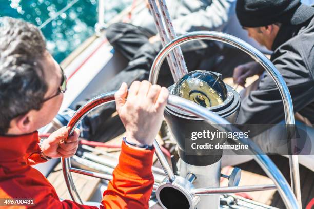 skipper helm boat - yacht bildbanksfoton och bilder