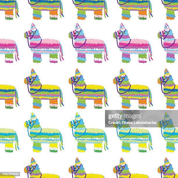 paper piñata seamless pattern - pinata pattern stock illustrations
