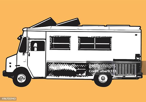 hipster food truck - food truck stock illustrations