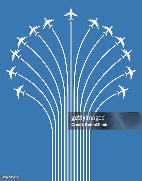 plane burst - flight path stock illustrations