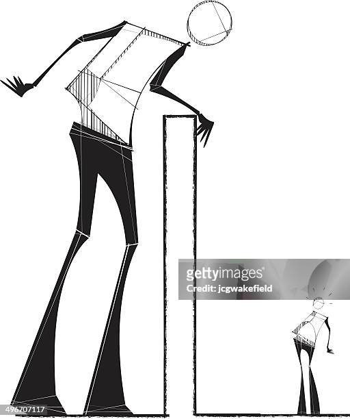 giant looking over wall - tall person stock illustrations