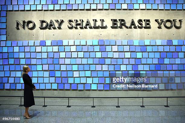 Sophie, Countess of Wessex visits The National September 11th Memorial Museum on November 11, 2015 in New York City.