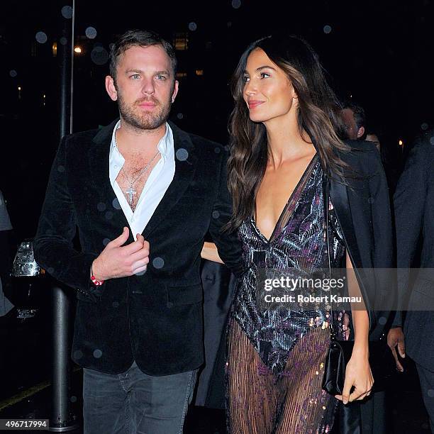 Lily Aldridge and boyfriend Caleb Followill attend the Victoria Secret after party at TAO restaurant on November 10, 2015 in New York City.