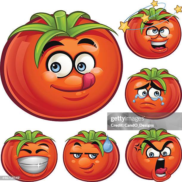 tomato cartoon set a - cry baby cartoon stock illustrations