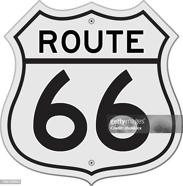 illustrazioni stock, clip art, cartoni animati e icone di tendenza di cartello stradale di route 66 - route 66