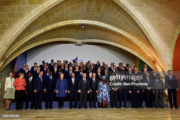 Leaders of the European Union and their African counterparts including British Prime Minister David Cameron, Prime Minister of Malta Joseph Muscat,...