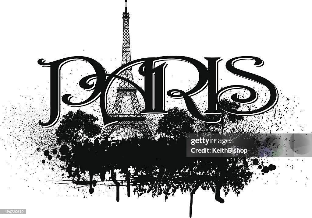 Paris, Frankreich-Eiffelturm Grunge Grafik