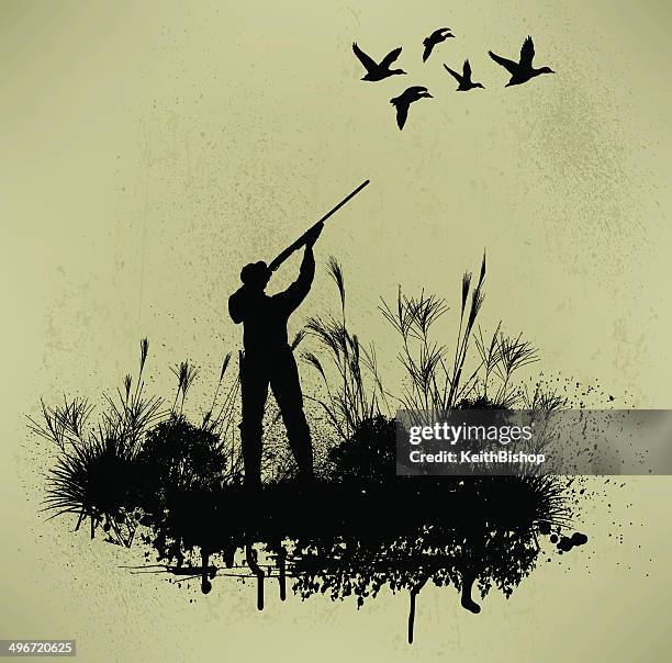 duck hunting grunge graphic background - hunting stock illustrations