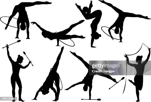 ilustraciones, imágenes clip art, dibujos animados e iconos de stock de gymnastic - danza del aro