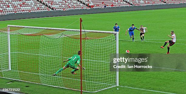 Martin Smith of Sunderland scores the winning goal from the penalty spot during the Barclays Premier League International Cup match between...