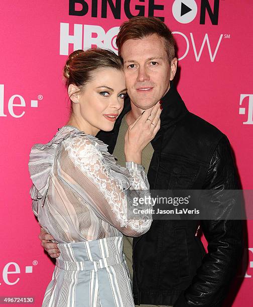 Actress Jaime King and husband Kyle Newman attend the T-Mobile Un-carrier X launch at The Shrine Auditorium on November 10, 2015 in Los Angeles,...
