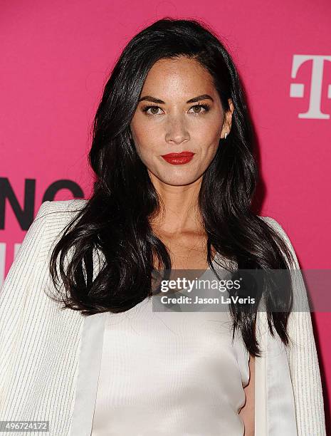 Actress Olivia Munn attends the T-Mobile Un-carrier X launch at The Shrine Auditorium on November 10, 2015 in Los Angeles, California.