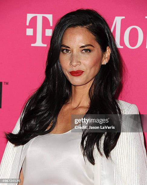 Actress Olivia Munn attends the T-Mobile Un-carrier X launch at The Shrine Auditorium on November 10, 2015 in Los Angeles, California.