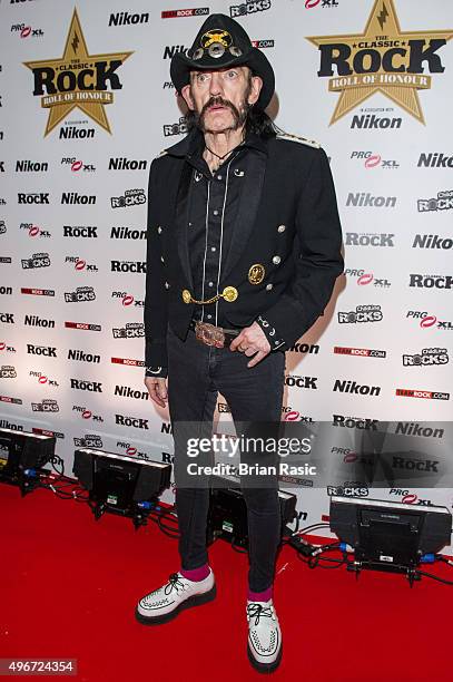 Lemmy Kilmister of Motorhead attends the Classic Rock Roll of Honour at The Roundhouse on November 11, 2015 in London, England.