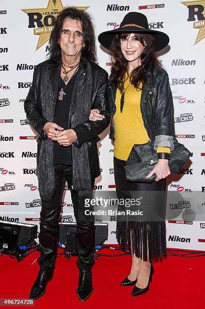Alice Cooper and Sheryl Goddard attends the Classic Rock Roll of Honour at The Roundhouse on November 11, 2015 in London, England.