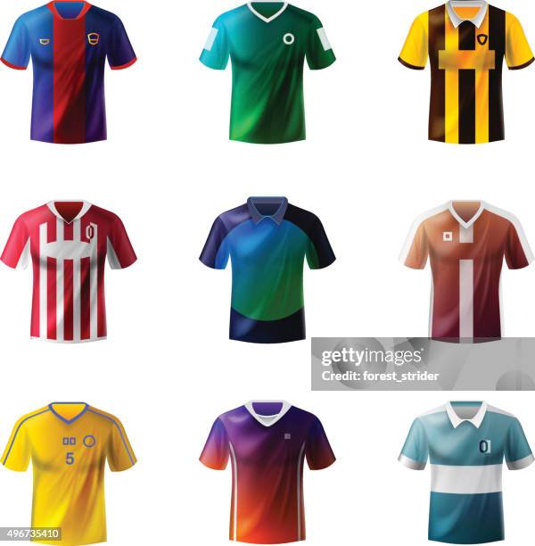 football uniforms - soccer jerseys stock illustrations