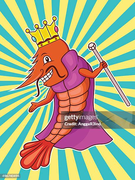 shrimp king - crayfish seafood stock illustrations